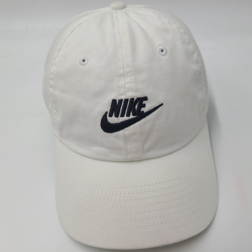 Nike Hat Strapback White Black Swoosh Logo Club Cap Casual Outdoors Cotton Men